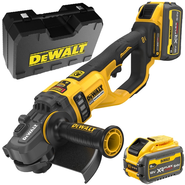 imagine Dewalt - DCG460X2 - Polizor unghiular cu 2 acumulatori si incarcator, Li-Ion Flexvolt, 54 V, 9 Ah, 230 mm, valiza plastic