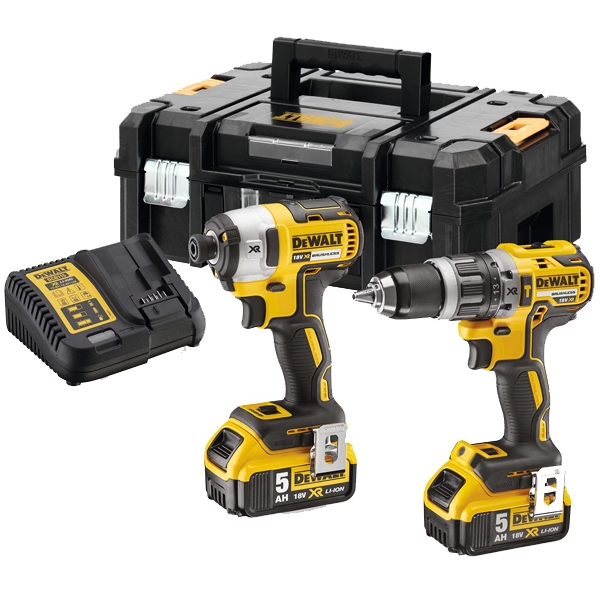 imagine DeWalt - DCF887N + DCD796N - Masina de insurubat cu impact, 205 Nm, M5-M14 + Masina de gaurit si insurubat cu percutie, 70 Nm + Set 2 acumulatori si i