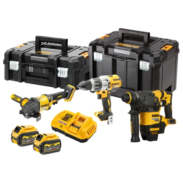 imagine Dewalt - DCH333N + DCD996N + DCG418N - Rotopercutor SDS-Plus, 3.5 J + Masina de gaurit si insurubat cu percutie, 95 Nm + Polizor unghiular, 125 mm + S