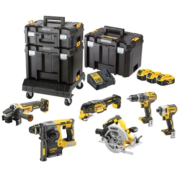 imagine DeWalt - DCK685P3T - Masina de gaurit si insurubat cu percutie, 70 Nm + Masina de insurubat cu impact, 205 Nm, M5-M14 + Multicutter + Fierastrau circu