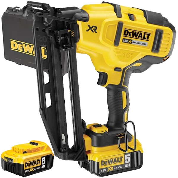 imagine Dewalt - DCN660P2 - Pistol de batut cuie  cu 2 acumulatori, Li-Ion, 18 V, 5 Ah, cuie pentru lemn, valiza plastic
