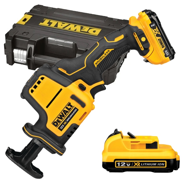 imagine Dewalt - DCS312D2 - Fierastrau sabie cu 2 acumulatori, Li-Ion, 12 V, 2 Ah, 16 mm, valiza speciala