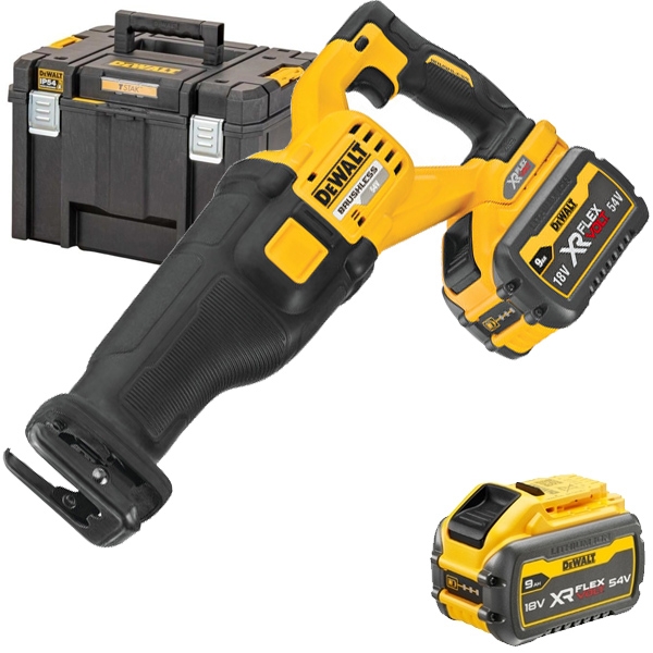 imagine DeWalt - DCS389X2 - Fierastrau sabie cu 2 acumulatori si incarcator, Li-Ion Flexvolt, 54 V, 9 Ah, 29 mm, valiza speciala