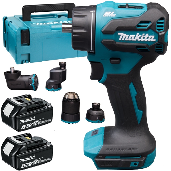 imagine Makita - DDF491RFJ - Masina de gaurit si insurubat cu 2 acumulatori si incarcator, Li-Ion, 18 V, 3 Ah, 65 Nm, valiza speciala, accesorii
