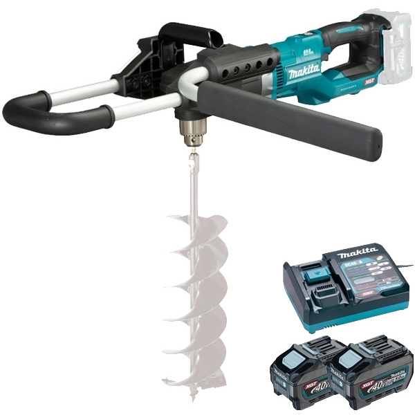 imagine Makita - DG001GZ05 + PSK XGT - Foreza de pamant, 200  mm + Set 2 acumulatori si incarcator, Li-Ion, 40 V, 5 Ah