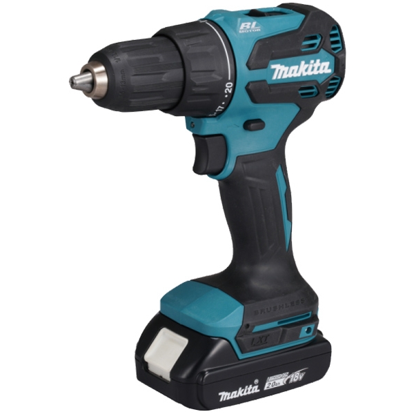 imagine Makita - DHP490WV - Masina de gaurit si insurubat cu percutie cu 1 acumulator, Li-Ion, 18 V, 2 Ah, 65 Nm, motor fara perii, led iluminare