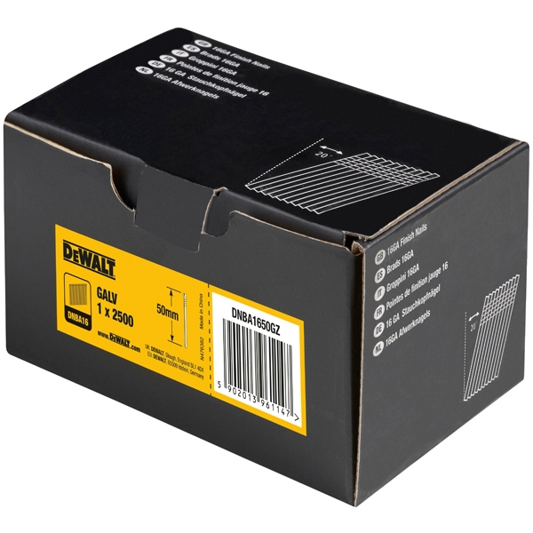 imagine Dewalt - DNBA1650GZ - Set cuie, cap inecat, inclinare 20 grade, 50 mm, DCN618, DCN660, 2500 bucati