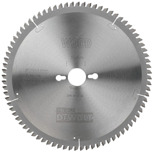imagine Dewalt - DT4287 - Panza fierastrau circular, lemn, 250x30x3 mm, 80 dinti