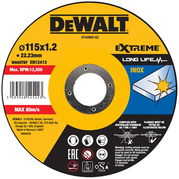 imagine Dewalt - DT43903 - Disc taiere inox,  115x22.2x1.2 mm, 1 buc