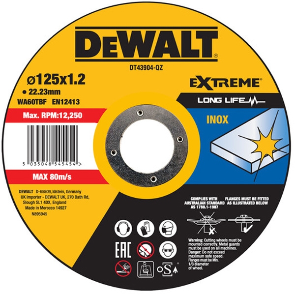 imagine Dewalt - DT43904 - Disc taiere inox,  125x22.2x1.2 mm, 1 buc