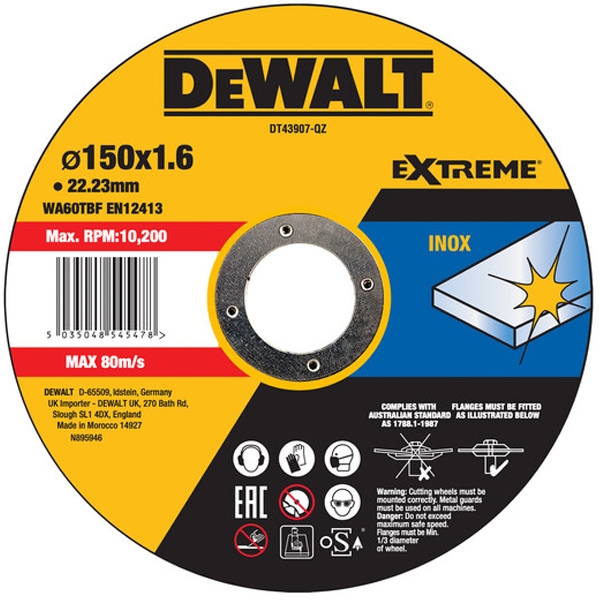 imagine Dewalt - DT43907 - Disc taiere inox,  150x22.2x1.6 mm, 1 buc