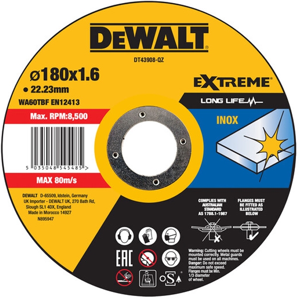 imagine Dewalt - DT43908 - Disc taiere inox,  180x22.2x1.6 mm, 1 buc