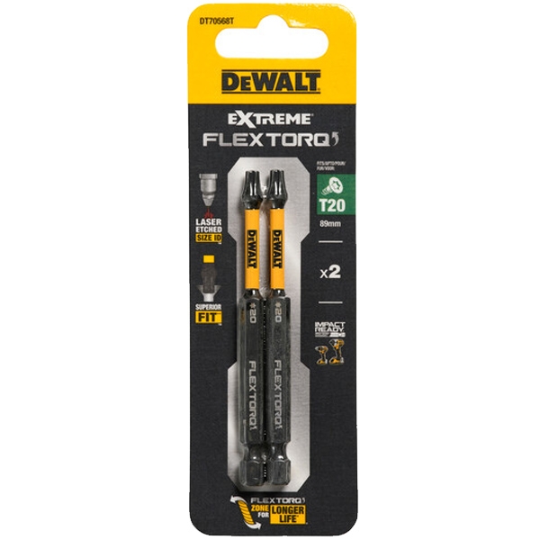 imagine Dewalt - DT70568T - Set capete de insurubare, profil T20, 2 bucati