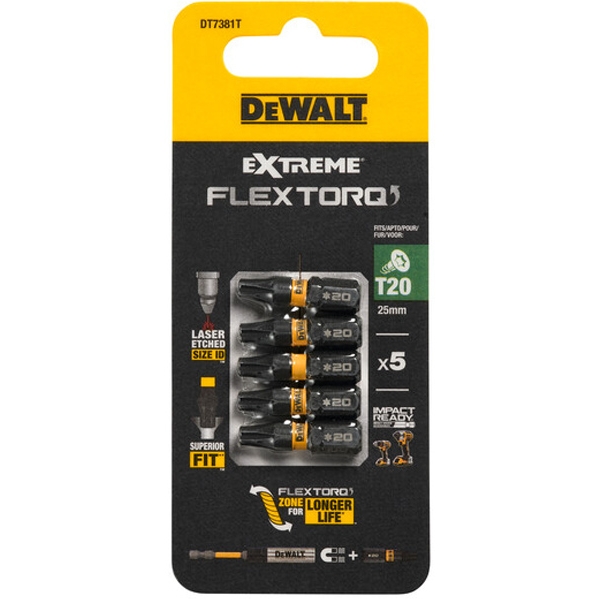imagine Dewalt - DT7381T - Set capete de insurubare, profil T20, 5 bucati