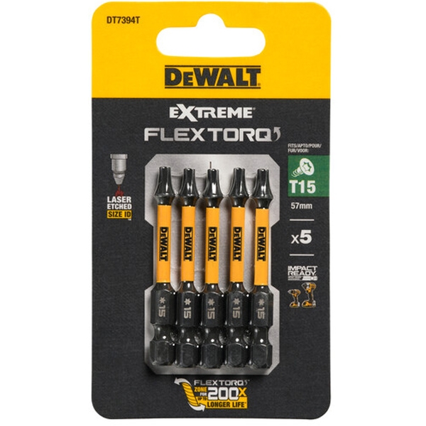 imagine Dewalt - DT7394T - Set capete de insurubare, profil T15, 5 bucati