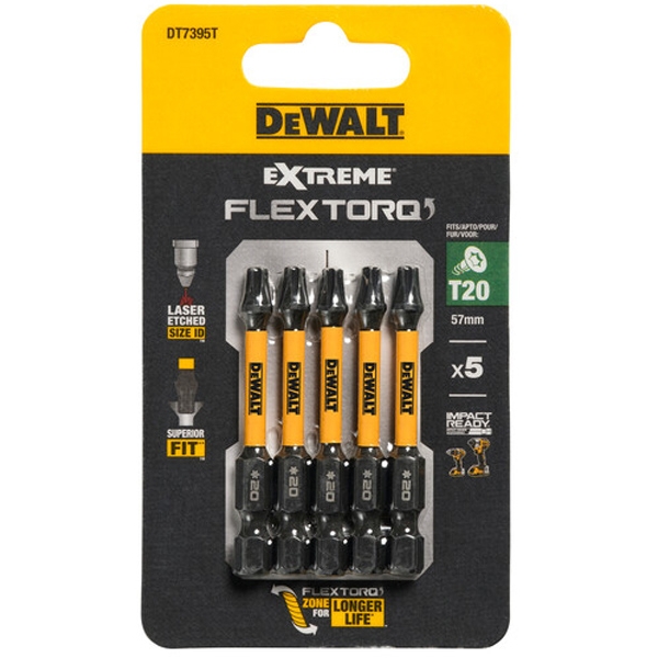 imagine DeWalt - DT7395T - Set capete de insurubare, profil T20, 5 bucati
