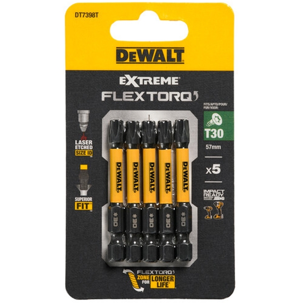 imagine Dewalt - DT7398T - Set capete de insurubare, profil T30, 5 bucati