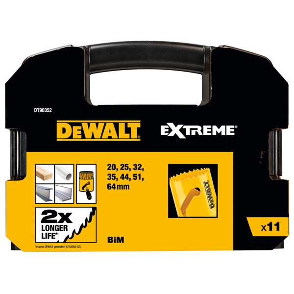 imagine DeWalt - DT90352 - Set carote, HSS Bimetal, 20-64  mm, 11  bucati