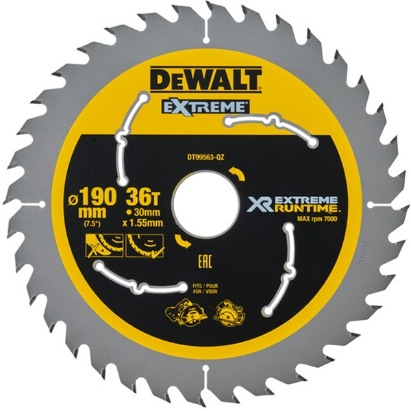 imagine Dewalt - DT99563 - Panza fierastrau circular, lemn, 190x30x1.55 mm, 36 dinti