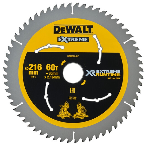 imagine Dewalt - DT99570 - Panza fierastrau circular, lemn, 216x30x2.16 mm, 60 dinti
