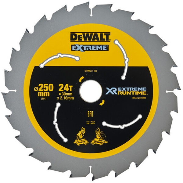 imagine Dewalt - DT99571 - Panza fierastrau circular, lemn, 250x30x2.16 mm, 24 dinti
