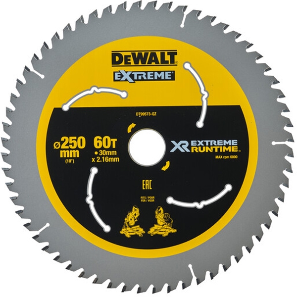 imagine Dewalt - DT99573 - Panza fierastrau circular, lemn, 250x30x2.16 mm, 60 dinti