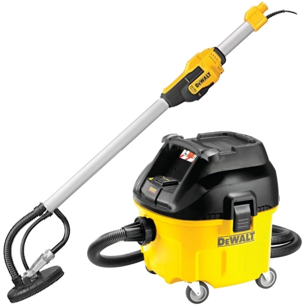 imagine DeWalt - DWE7800 + DWV901L - Slefuitor pentru pereti, 710 W, 225 mm + Aspirator umed-uscat, 1400 W, 210 mbar, 30 l, priza scule electrice
