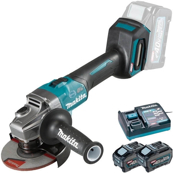 imagine Makita - GA005GZ + PSK XGT - Polizor unghiular, 125 mm + Set 2 acumulatori si incarcator, Li-Ion, 40 V, 5 Ah
