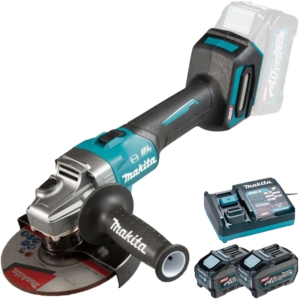 imagine Makita - GA035GZ + PSK XGT - Polizor unghiular, 150 mm + Set 2 acumulatori si incarcator, Li-Ion, 40 V, 5 Ah