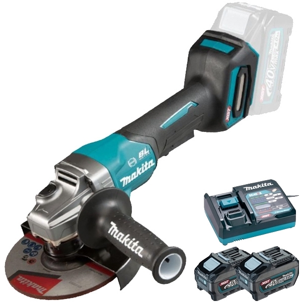 imagine Makita - GA036GZ + PSK XGT - Polizor unghiular, 150 mm + Set 2 acumulatori si incarcator, Li-Ion, 40 V, 5 Ah