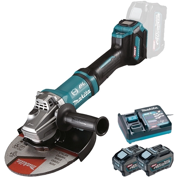 imagine Makita - GA038GZ + PSK XGT - Polizor unghiular, 230 mm + Set 2 acumulatori si incarcator, Li-Ion, 40 V, 5 Ah