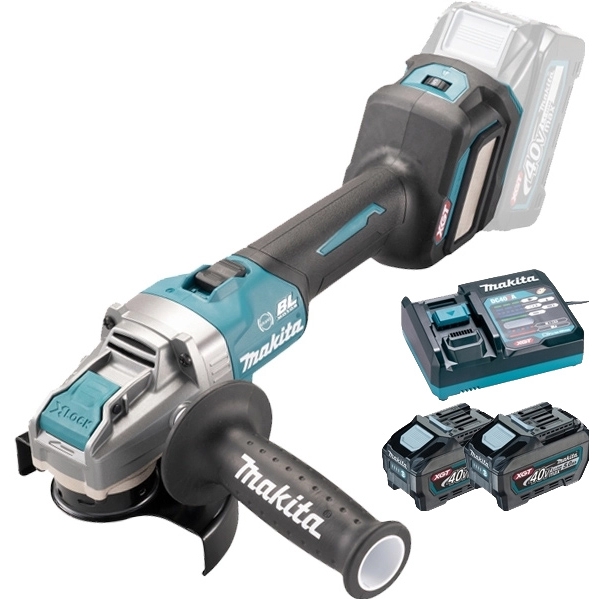 imagine Makita - GA041GZ + PSK XGT - Polizor unghiular, 125 mm + Set 2 acumulatori si incarcator, Li-Ion, 40 V, 5 Ah