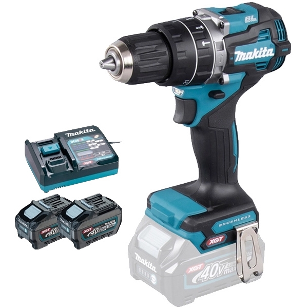 imagine Makita - HP002GZ + PSK XGT - Masina de gaurit si insurubat cu percutie, 65 Nm + Set 2 acumulatori si incarcator, Li-Ion, 40 V, 5 Ah