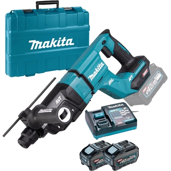 imagine Makita - HR007GZ01 + PSK XGT - Rotopercutor SDS-Plus, 3 J, valiza plastic + Set 2 acumulatori si incarcator, Li-Ion, 40 V, 5 Ah