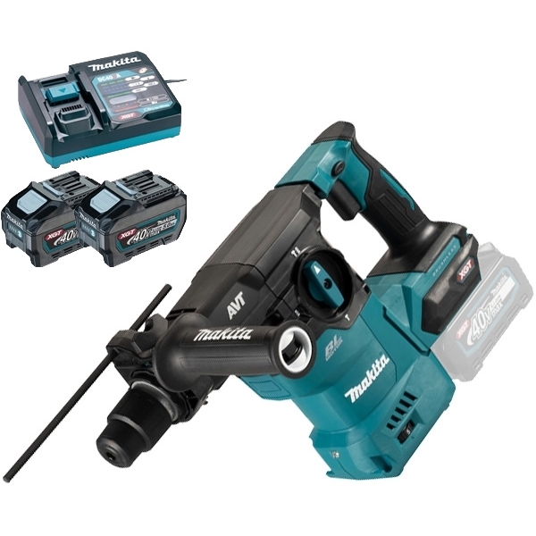 imagine Makita - HR008GZ + PSK XGT - Rotopercutor SDS-Plus, 3.9 J + Set 2 acumulatori si incarcator, Li-Ion, 40 V, 5 Ah