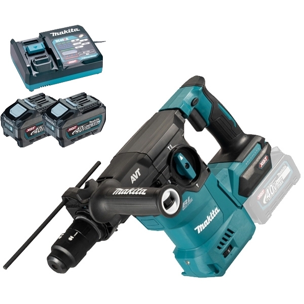 imagine Makita - HR009GZ + PSK XGT - Rotopercutor SDS-Plus, 3.9 J + Set 2 acumulatori si incarcator, Li-Ion, 40 V, 5 Ah
