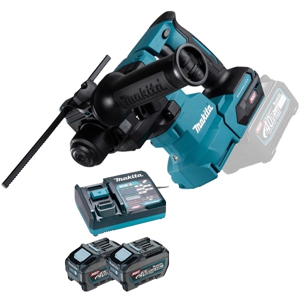 imagine Makita - HR010GZ + PSK XGT - Rotopercutor SDS-Plus, 2.1 J + Set 2 acumulatori si incarcator, Li-Ion, 40 V, 5 Ah