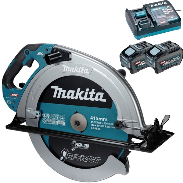 imagine Makita - HS013GZ + PSK XGT - Fierastrau circular, 415x30 mm + Set 2 acumulatori si incarcator, Li-Ion, 40 V, 5 Ah