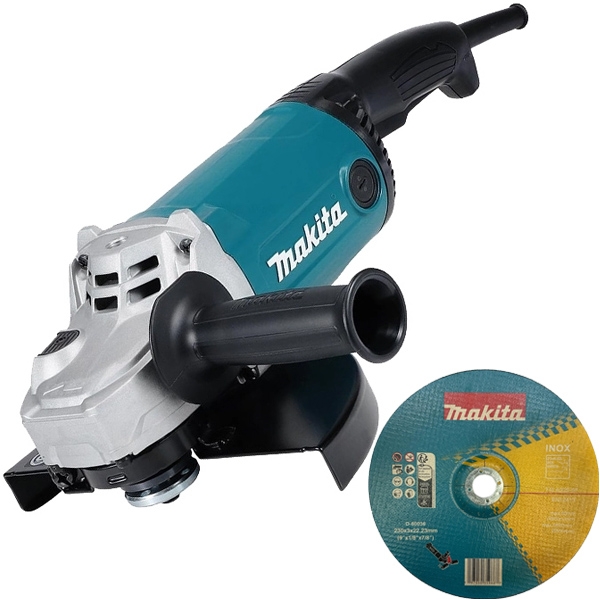 imagine Makita - GA9090N - Polizor unghiular cu fir, 2200 W, 230 mm + 200 x Disc taiere inox,  230x22.2x3 mm
