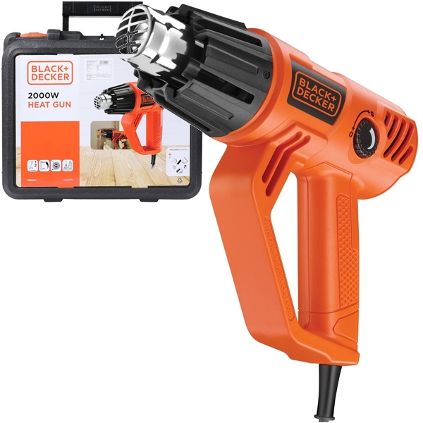 imagine Black & decker - KX2001K - Suflanta cu aer cald, 2000 W, 50-600 grade C, 500 l/min, valiza plastic