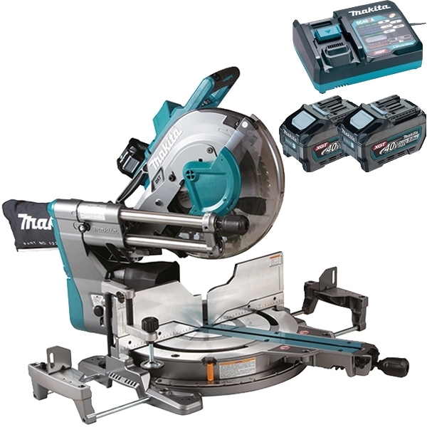 imagine Makita - LS003GZ01 + PSK XGT - Fierastrau circular stationar, 305 mm + Set 2 acumulatori si incarcator, Li-Ion, 40 V, 5 Ah