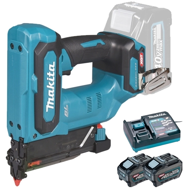 imagine Makita - PT001GZ + PSK XGT - Pistol de batut cuie, cuie pentru lemn + Set 2 acumulatori si incarcator, Li-Ion, 40 V, 5 Ah