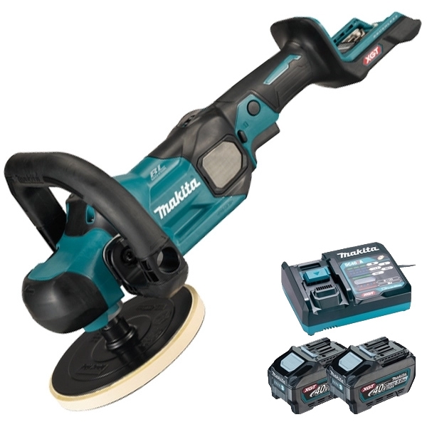 imagine Makita - PV001GZ + PSK XGT - Masina de lustruit, 180 mm + Set 2 acumulatori si incarcator, Li-Ion, 40 V, 5 Ah