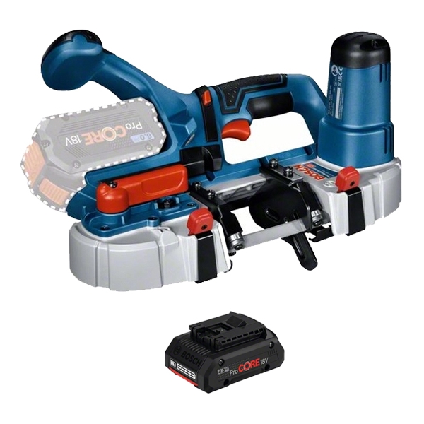 imagine Pachet Bosch - GCB 18V-63 + ProCORE - Fierastrau cu banda, 733x12.7x0.4 mm + Acumulator, Li-Ion, 18 V, 4 Ah