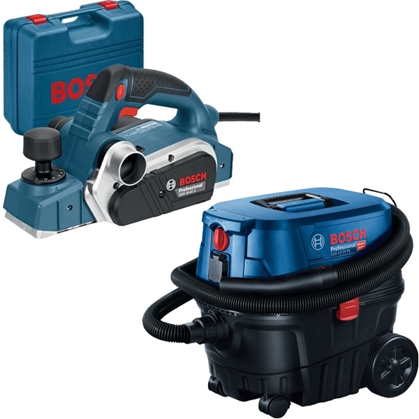 imagine Pachet Bosch - GHO 26-82 D + GAS 12-25 PL - Rindea electrica, 710 W, 82 mm, valiza plastic + Aspirator umed-uscat, 1250 W, 200 mbar, 25 l, priza scule