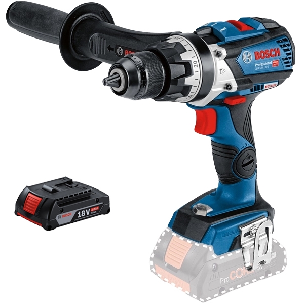 imagine Pachet Bosch - GSB 18V-110 C + GBA - Masina de gaurit si insurubat cu percutie, 110 Nm + Acumulator, Li-Ion, 18 V, 2 Ah