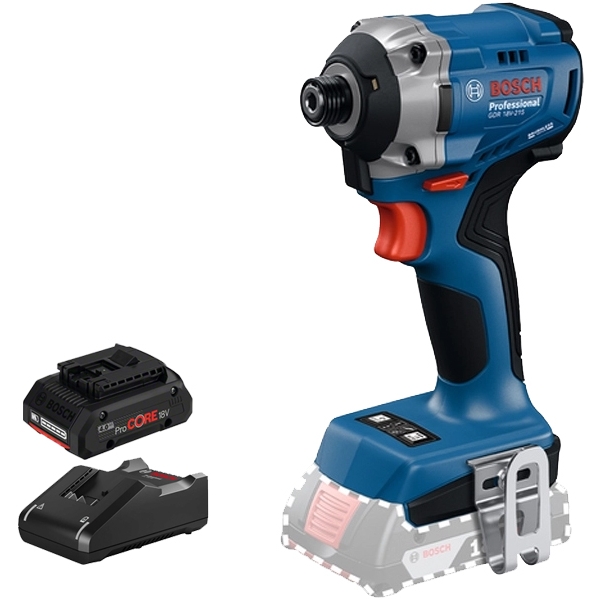 imagine Pachet Bosch - GDR 18V-215 + ProCORE + GAL 18V-40 - Masina de insurubat cu impact, 215 Nm, M6-M16 + Set 1 acumulator si incarcator, Li-Ion, 18 V, 4 Ah