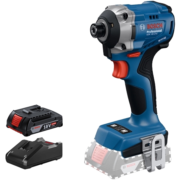 imagine Pachet Bosch - GDR 18V-215 + GBA + GAL 18V-40 - Masina de insurubat cu impact, 215 Nm, M6-M16 + Set 1 acumulator si incarcator, Li-Ion, 18 V, 2 Ah