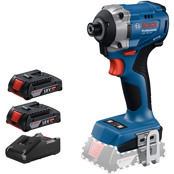 imagine Pachet Bosch - GDR 18V-215 + 2x GBA + GAL 18V-40 - Masina de insurubat cu impact, 215 Nm, M6-M16 + Set 2 acumulatori si incarcator, Li-Ion, 18 V, 2 Ah