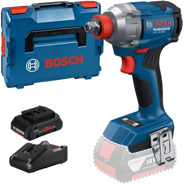 imagine Pachet Bosch - GDX 18V-285 + ProCORE + GAL 18V-40 - Masina de insurubat cu impact, patrat 1/2 inch si hexagon interior 1/4 inch, 285 Nm, M8-M18, valiz